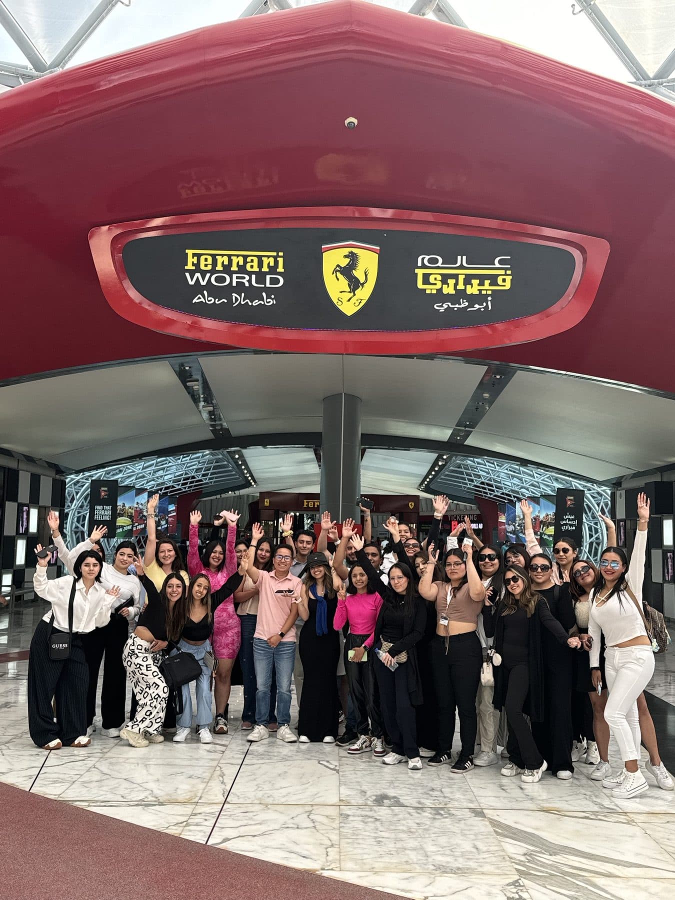 Guests at Ferrari World Abu Dhabi during a photo stop